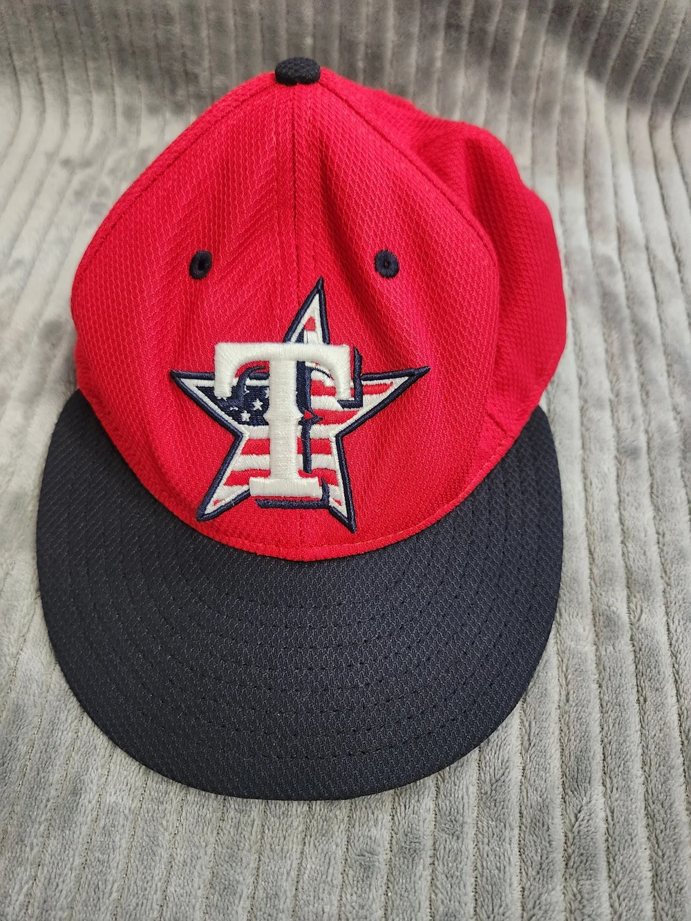 New Era 59fifty Fitted 7 1/4 Texas Rangers Flag MLB On Field Hat Cap Red